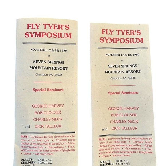 Vintage 1990 Fly Tyer's Symposium Brochure Seven Springs Resort‎ - Picture 1 of 4